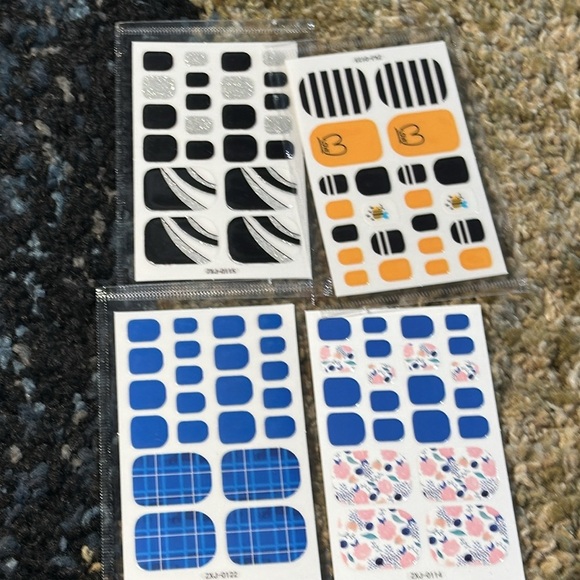 Set of 4 Blue & Black Nail Wraps Sets Gel Nails or Top Coat and Go - Picture 2 of 6